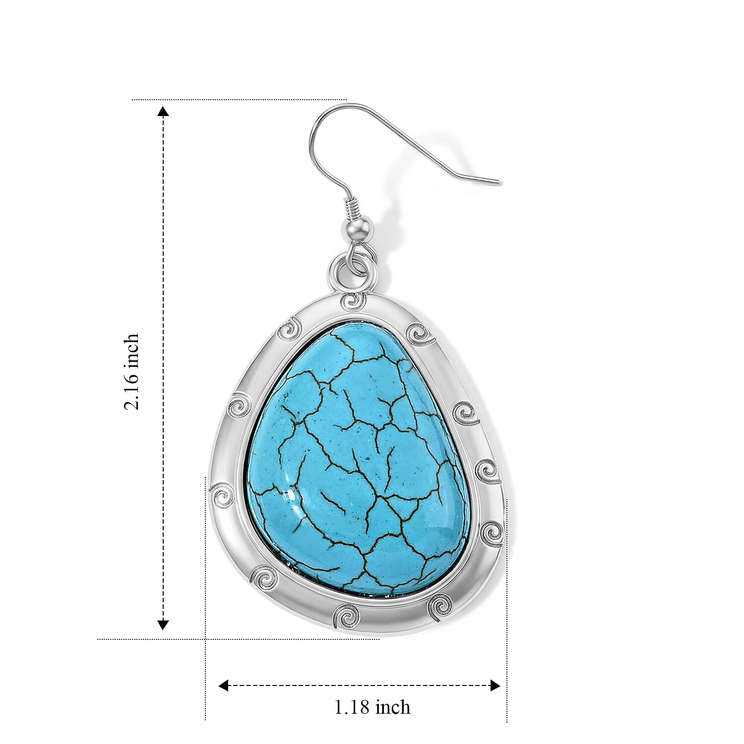 Blue Howlite 40.00 ctw Blooming Flower Earrings in Silvertone