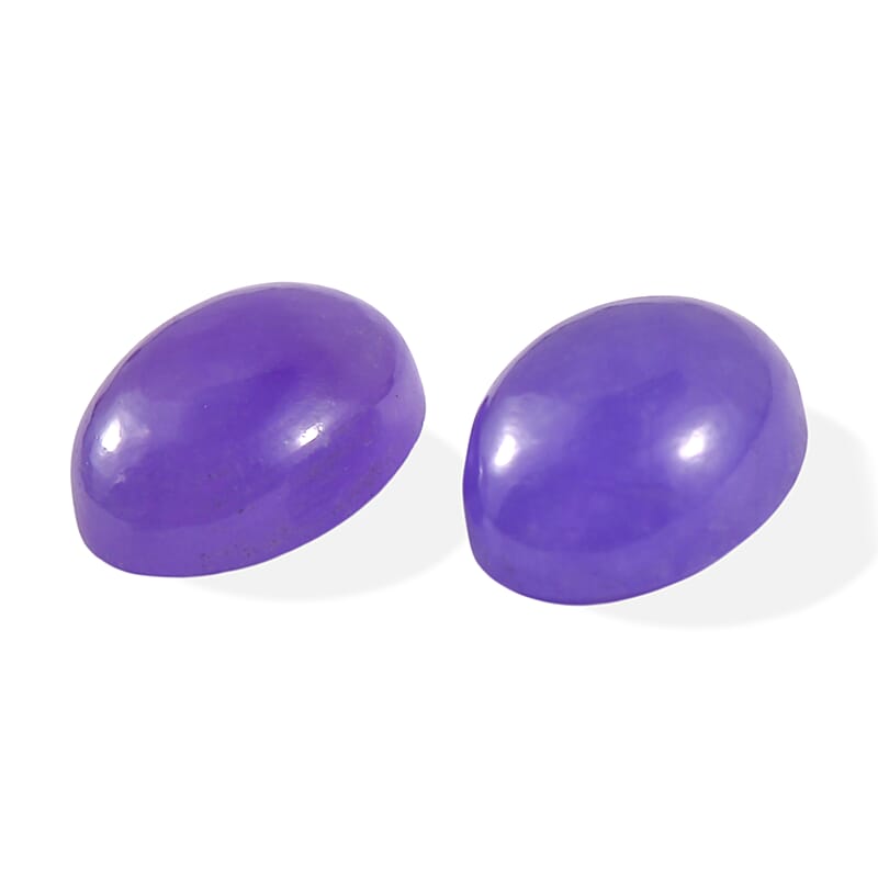 Purple Jade Set of 2 (Ovl 8x6 mm) 2.32 ctw