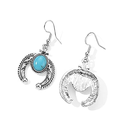 Blue Howlite 1.00 ctw Horseshoe Earrings in Silvertone