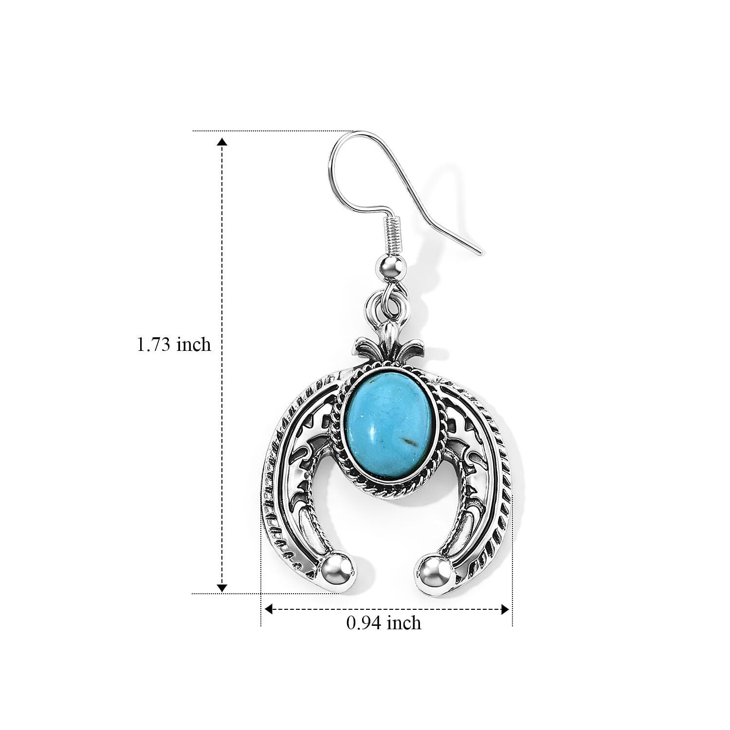 Blue Howlite 1.00 ctw Horseshoe Earrings in Silvertone