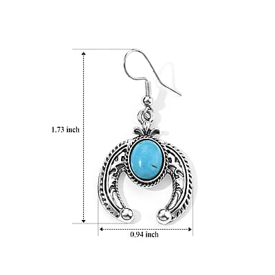 Blue Howlite 1.00 ctw Horseshoe Earrings in Silvertone