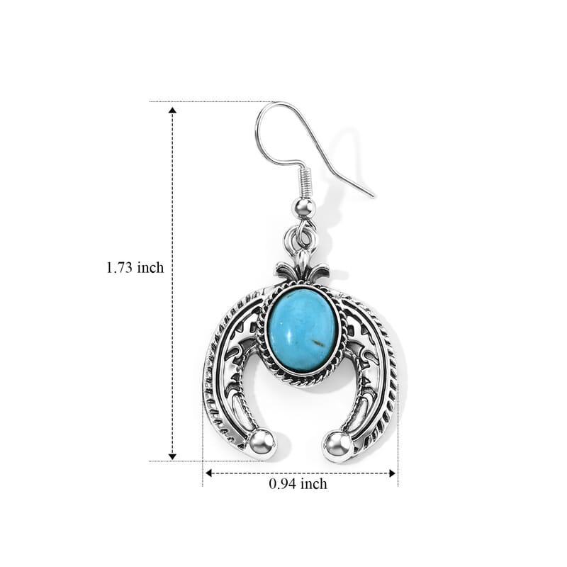 Blue Howlite 1.00 ctw Horseshoe Earrings in Silvertone