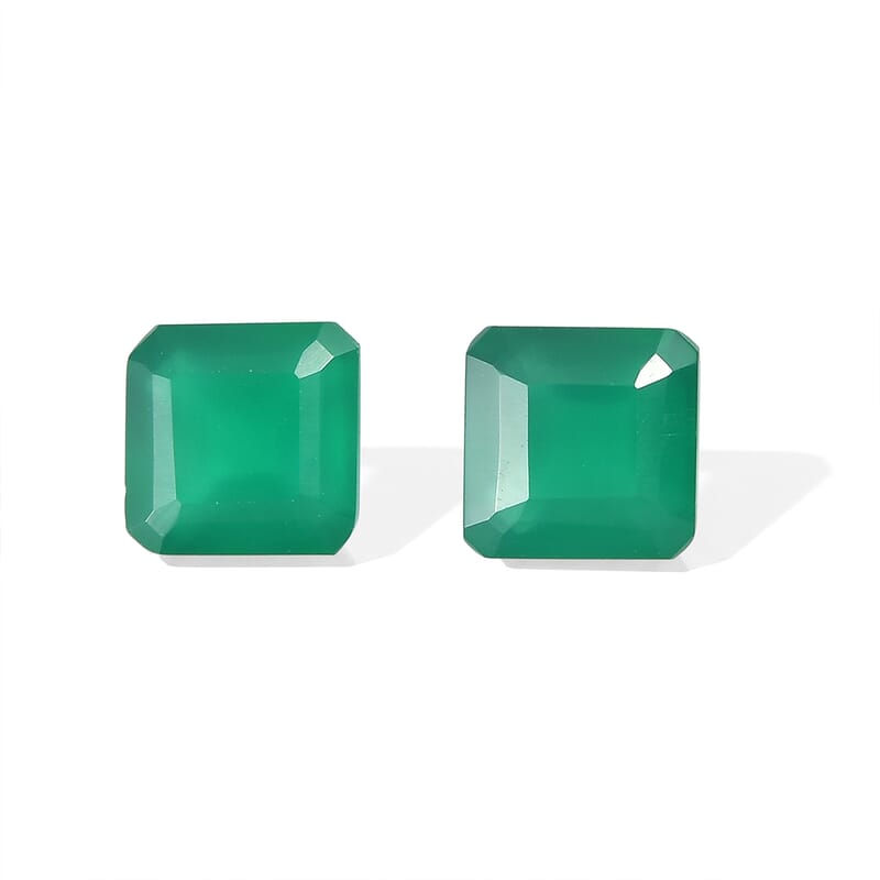 Green Onyx Set of 2 (Oct 7x7 mm) 2.73 ctw