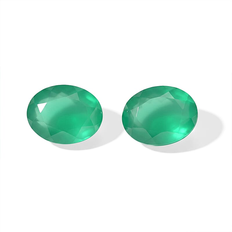 Green Onyx Set of 2 (Ovl 9x7 mm) 3.30 ctw
