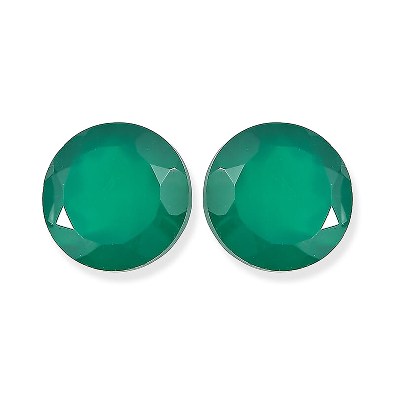 Green Onyx Set of 2 (Rnd 8 mm) 3.25 ctw