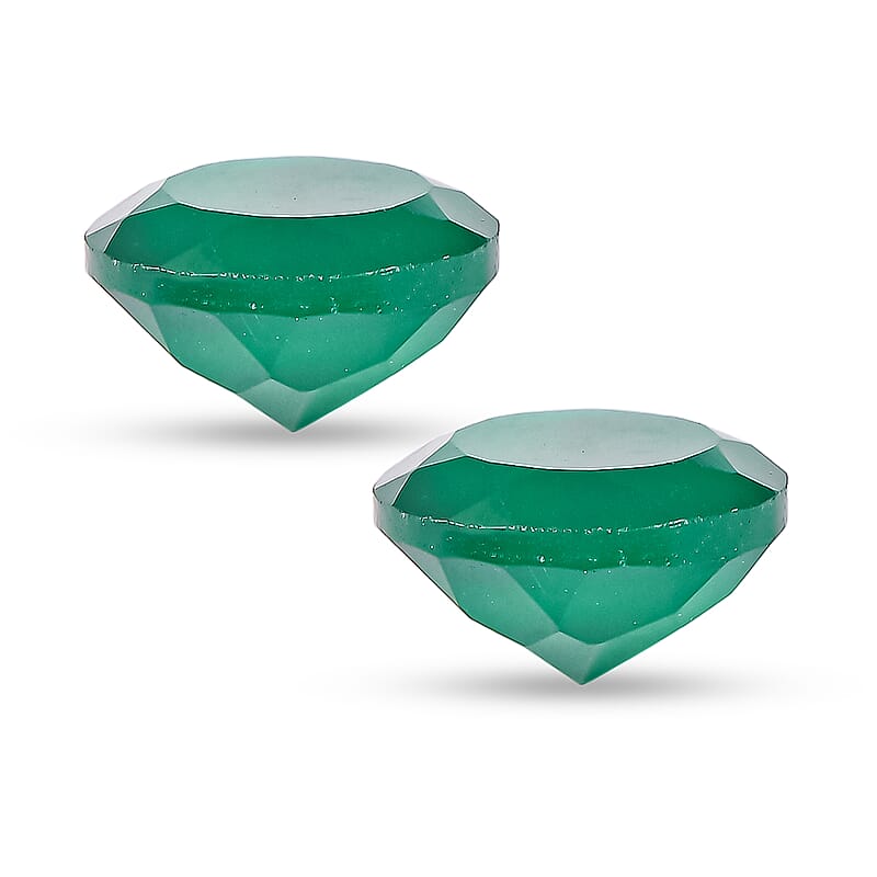 Green Onyx Set of 2 (Rnd 8 mm) 3.25 ctw