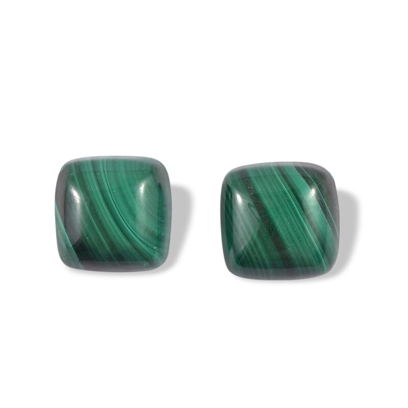 Malachite Set of 2 (Cush 8x8 mm) 6.32 ctw