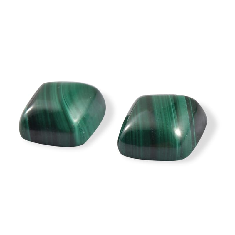 Malachite Set of 2 (Cush 8x8 mm) 6.32 ctw