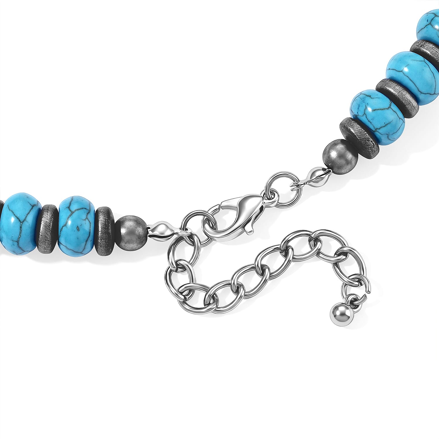 Blue Howlite 150.00 ctw Necklace in Silvertone (20-22 Inches