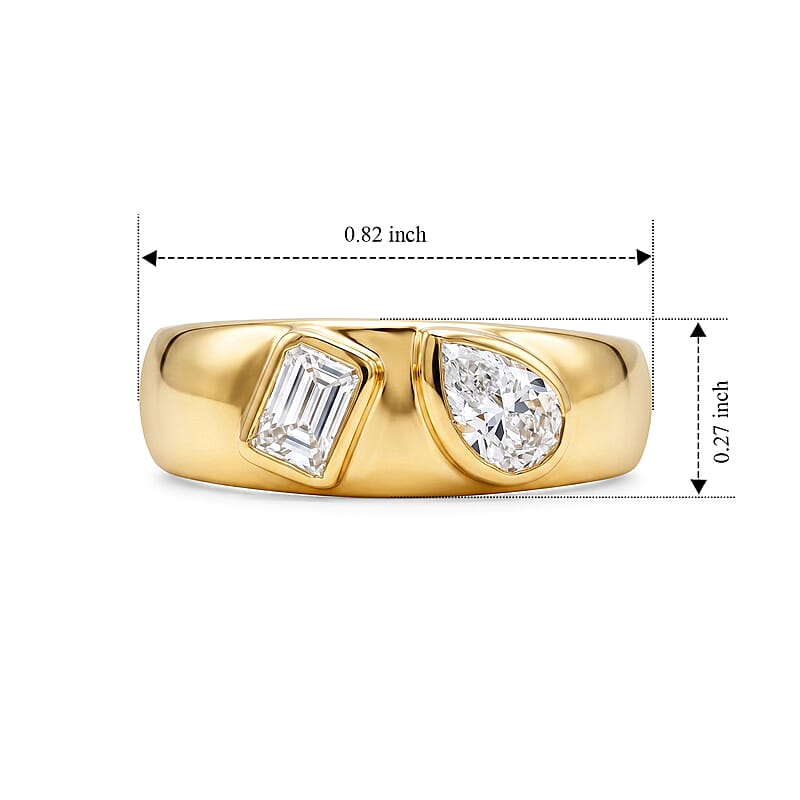 Luxuriant Lab Grown Diamond E-F VS 1.00 ctw Ring in 18K Vermeil Yellow Gold Over Sterling Silver (Size 6.0)