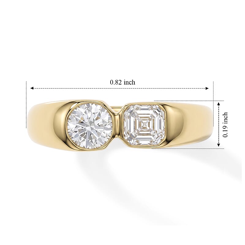 Luxuriant Asscher Cut Lab Grown Diamond E-F VS 1.00 ctw Ring in 18K Vermeil Yellow Gold Over Sterling Silver (Size 6.0)