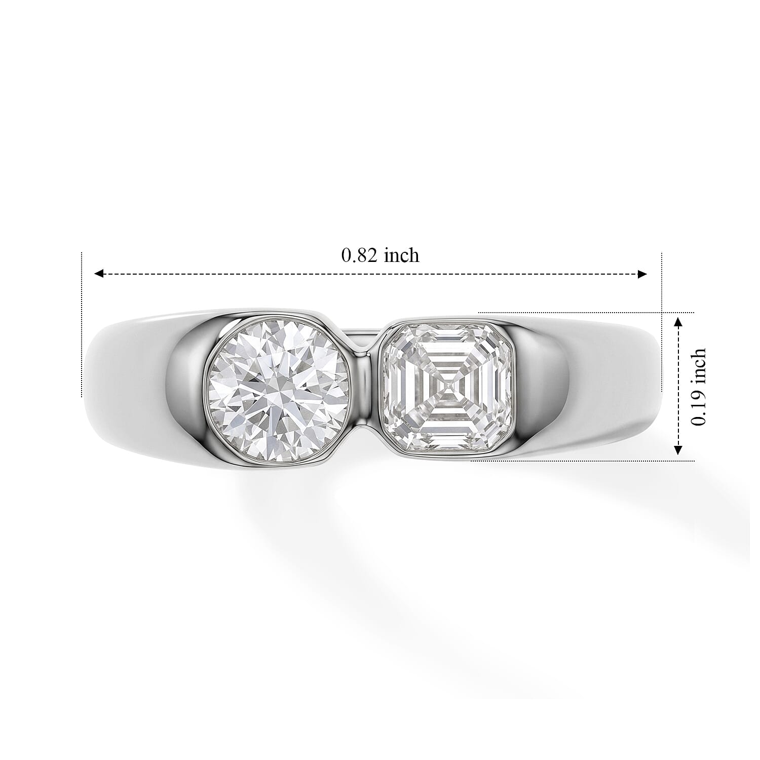 Luxuriant Asscher Cut Lab Grown Diamond E-F VS 1.00 ctw Ring in Rhodium Over Sterling Silver (Size  5.0)