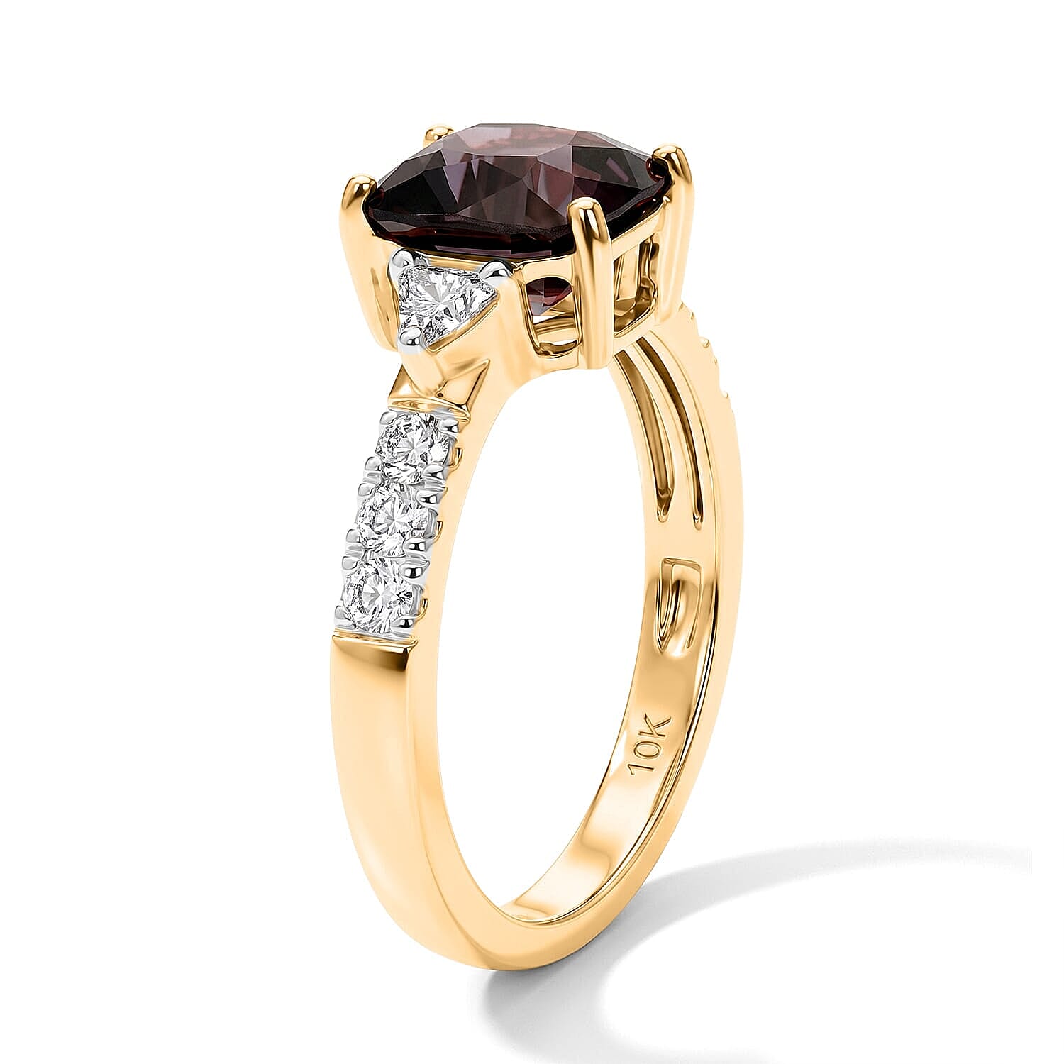 AAA Lavender Spinel and Luxuriant Lab Grown Diamond (SI) 2.65 ctw Regal Elegance Ring in 10K Yellow Gold (Size 5.0)