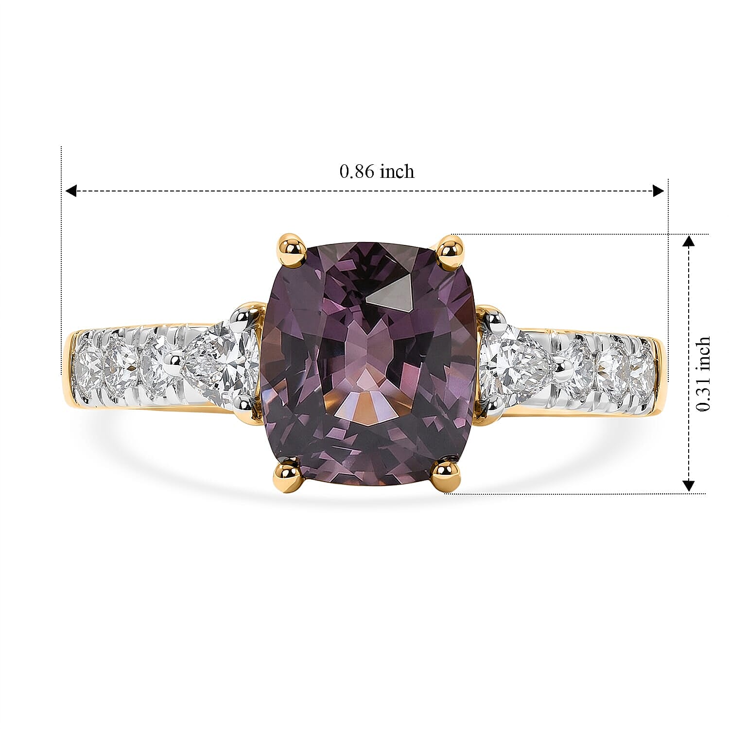 AAA Lavender Spinel and Luxuriant Lab Grown Diamond (SI) 2.65 ctw Regal Elegance Ring in 10K Yellow Gold (Size 5.0)