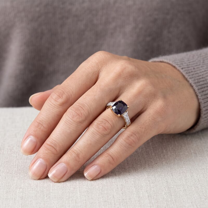 AAA Lavender Spinel and Luxuriant Lab Grown Diamond (SI) 2.85 ctw Ring in 10K Yellow Gold (Size 6.0)