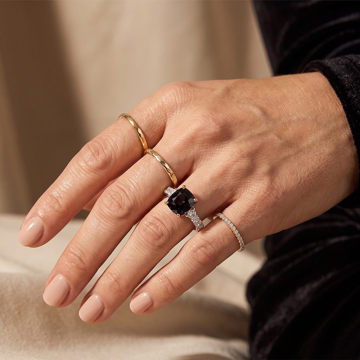 AAA Lavender Spinel and Luxuriant Lab Grown Diamond (SI) 2.85 ctw Ring in 10K Yellow Gold (Size 6.0)