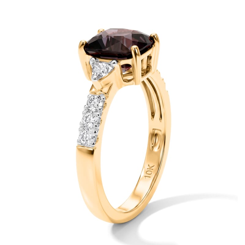 AAA Lavender Spinel and Luxuriant Lab Grown Diamond (SI) 2.85 ctw Ring in 10K Yellow Gold (Size 6.0)