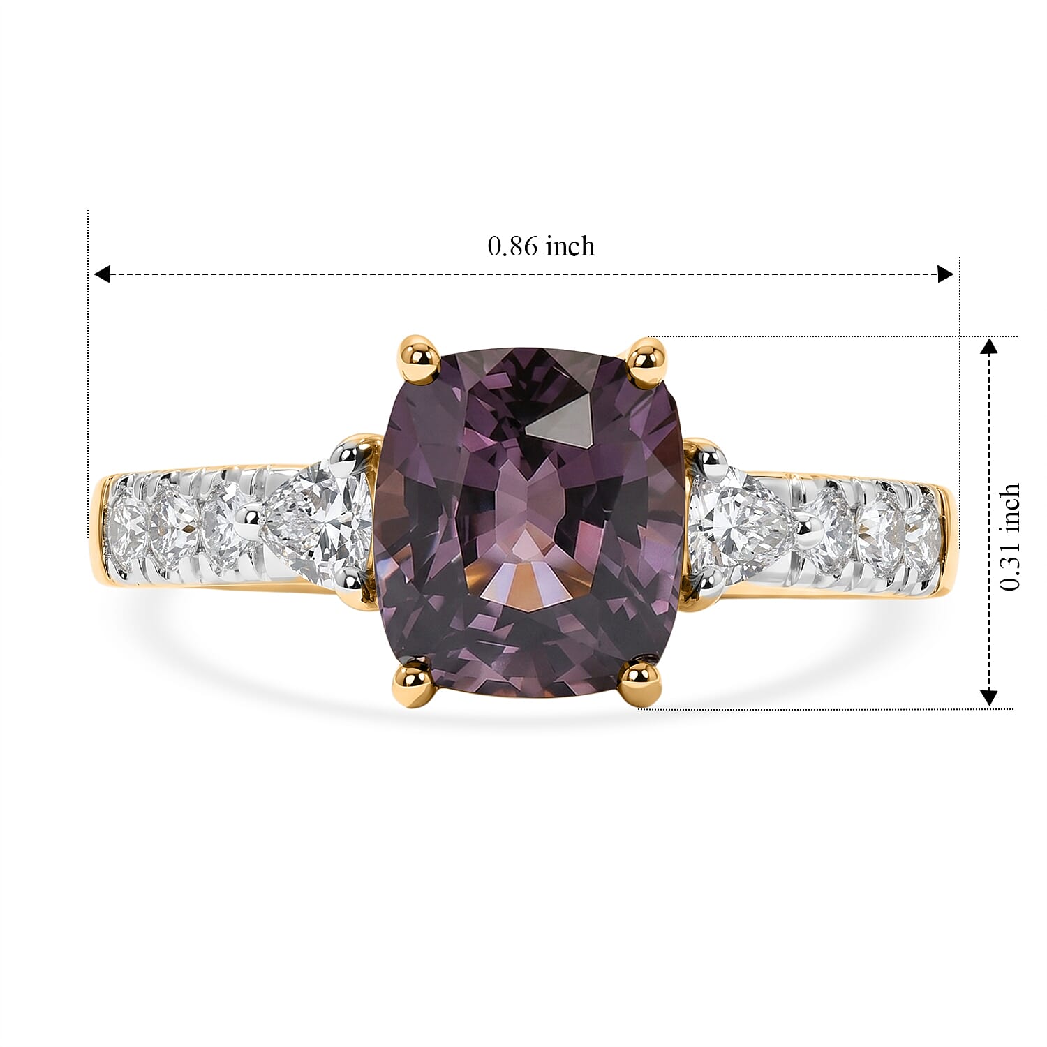 AAA Lavender Spinel and Luxuriant Lab Grown Diamond (SI) 2.85 ctw Ring in 10K Yellow Gold (Size 6.0)
