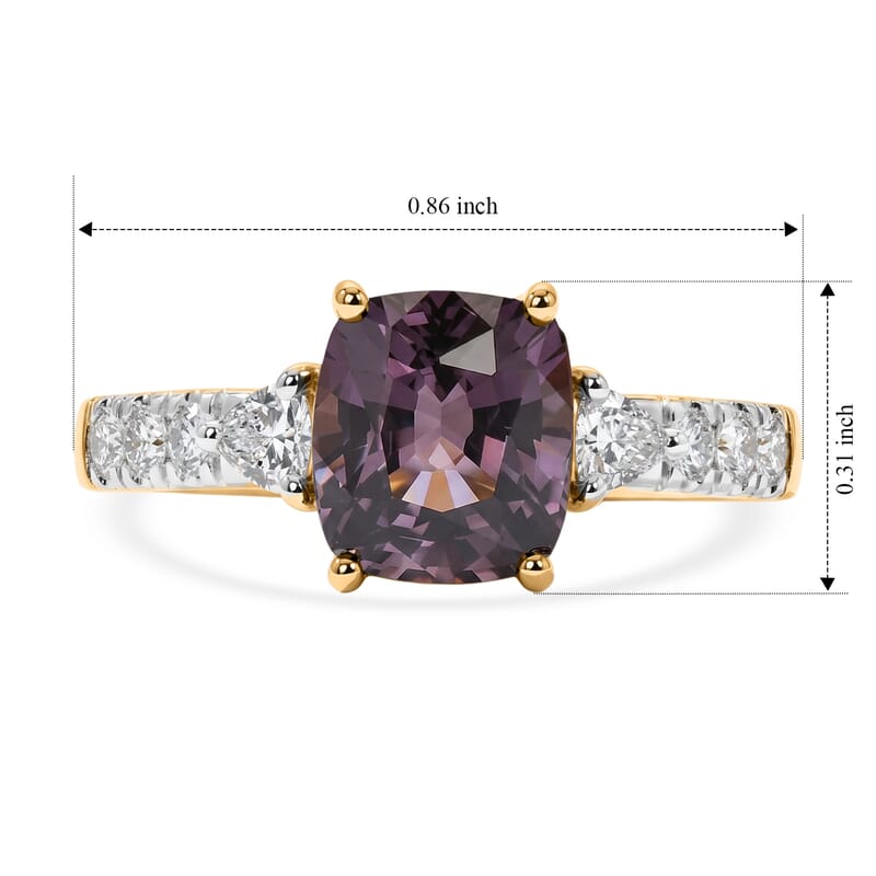 AAA Lavender Spinel and Luxuriant Lab Grown Diamond (SI) 2.85 ctw Ring in 10K Yellow Gold (Size 6.0)
