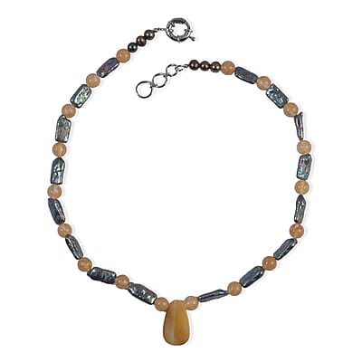 EverTrue Gold Quartz and Multi Gemstone 75.00 ctw Necklace (18 Inches) in Platinum Bond