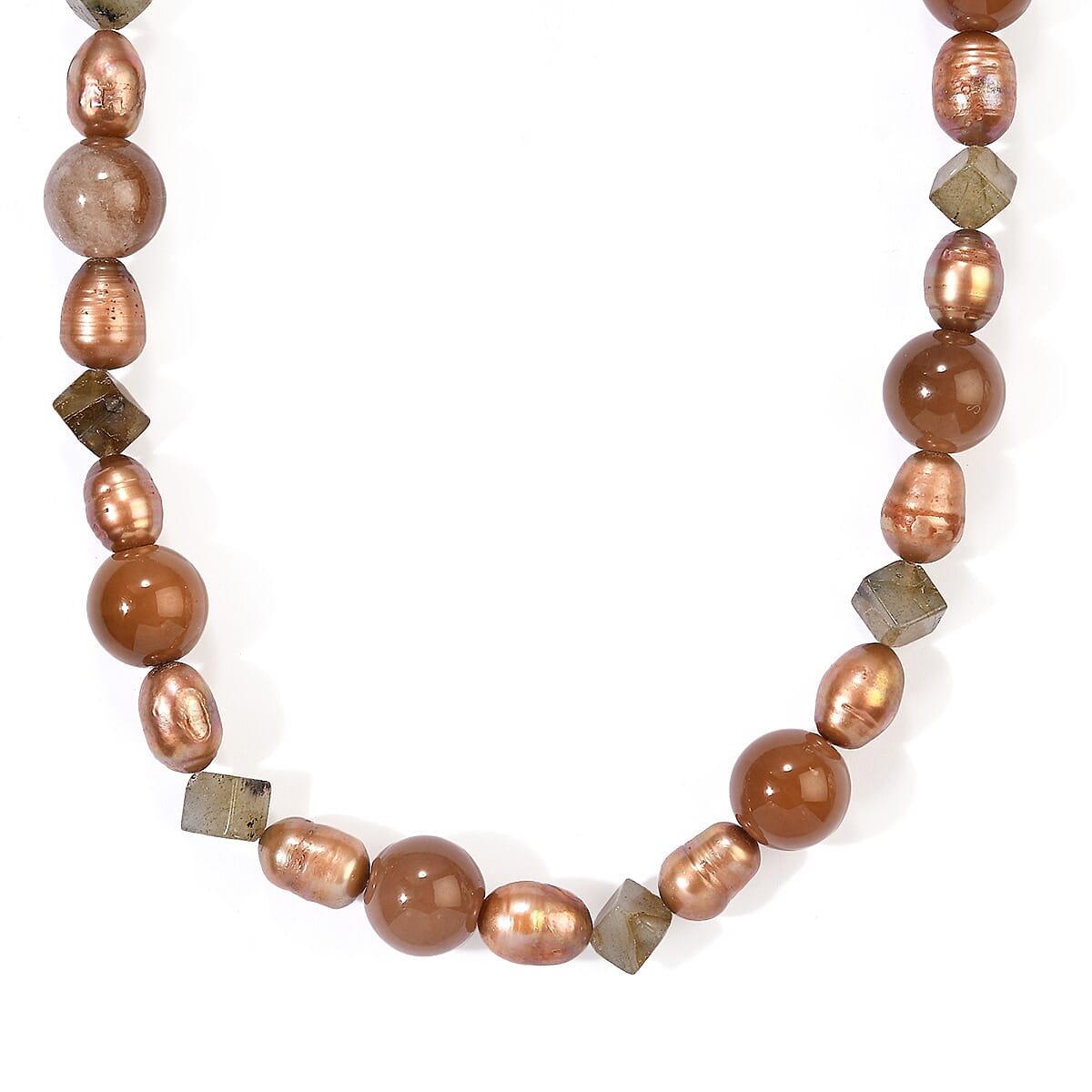 EverTrue Lodolite and Multi Gemstone 255.00 ctw Beaded Necklace (18 Inches) in Platinum Bond