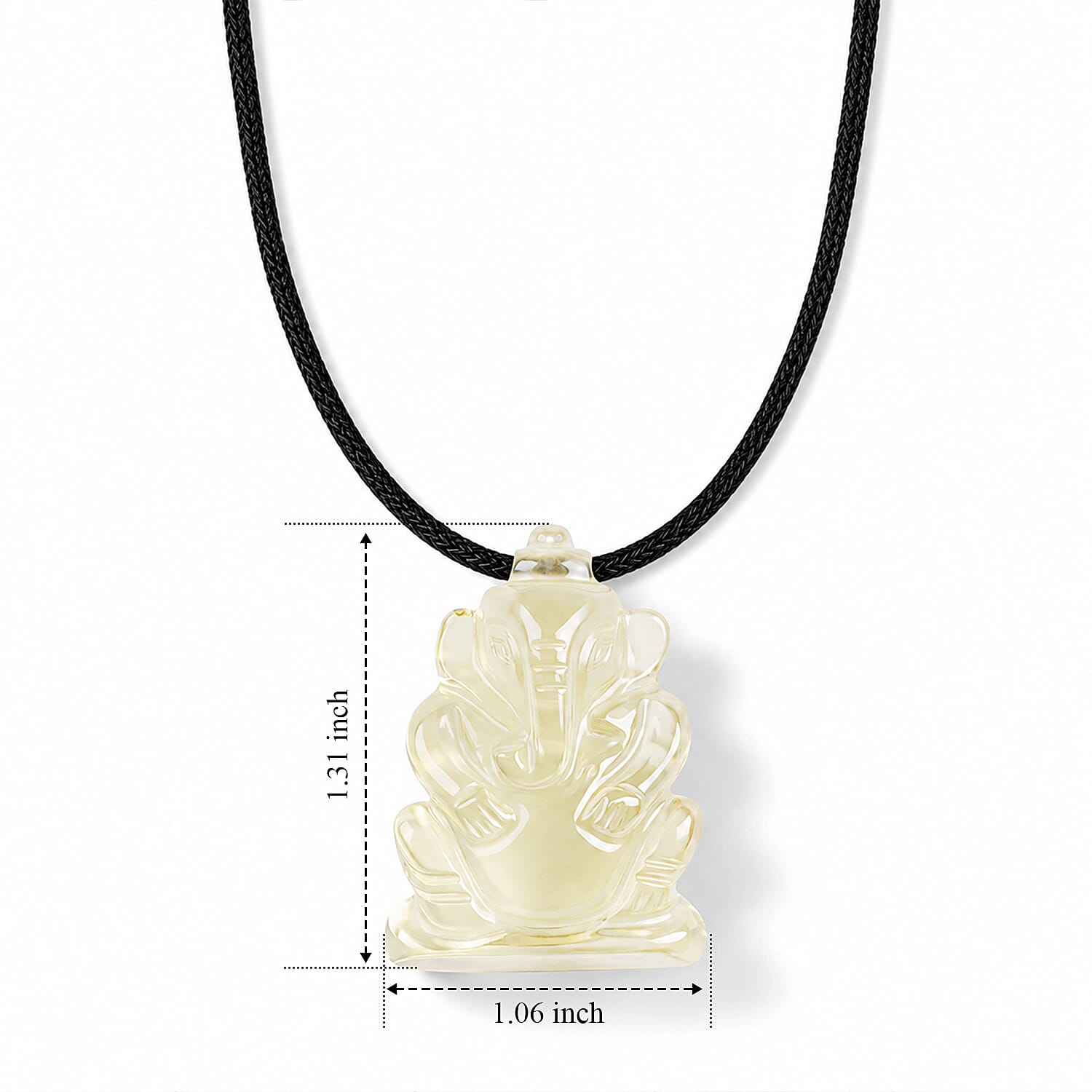 Lemon Quartz 109.00 ctw Carved Genish Necklace in Silvertone 16-19 Inches