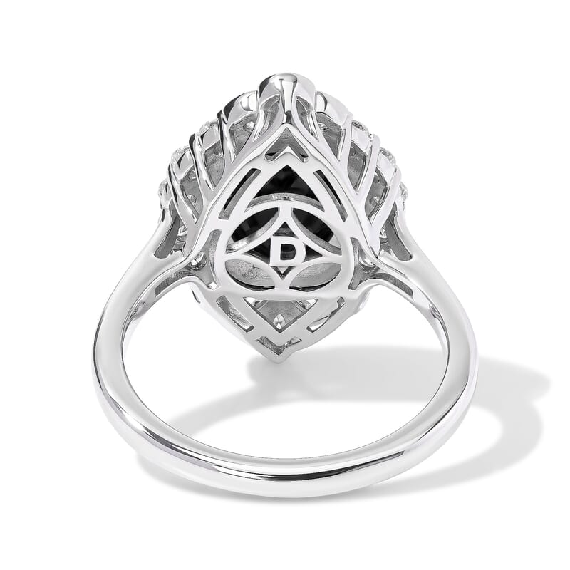 Certified and Appraised D'Joy Premium Australian Black Ridge Opal Triplet and Moissanite 2.50 ctw Ring in Rhodium Over Sterling Silver (Size 6.0)
