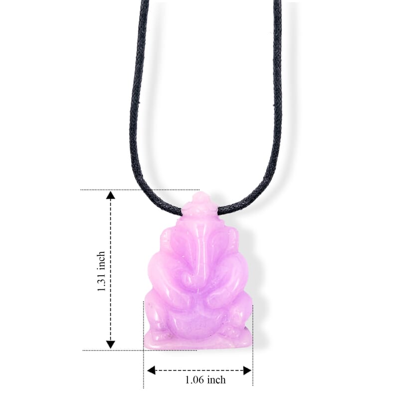 Purple Jade (D) 109.00 ctw Carved Ganesha Blessing Necklace (16-19 Inches) in Silvertone