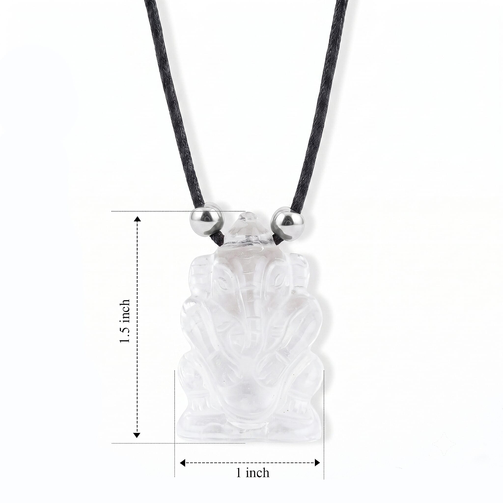 Crystal and Simulated Pearl Carved Ganesha Blessing Necklace (16-19 Inches) in Silvertone