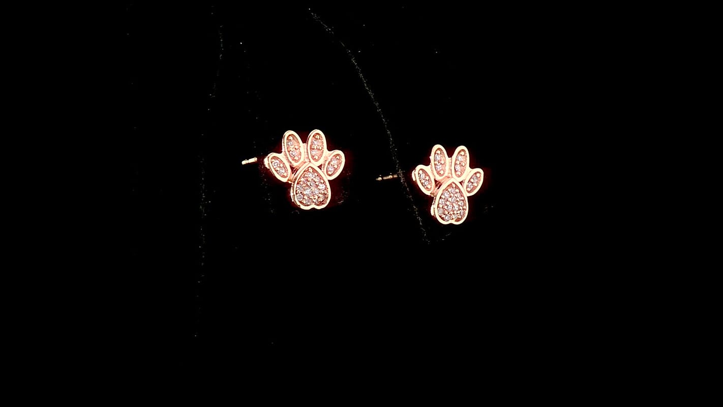 D''Joy Natural Pink Diamond 0.13 ctw Earrings in 18K Vermeil Rose Gold Over Sterling Silver
