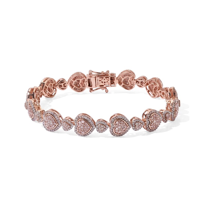 D'Joy Natural Pink and White Diamond 3.00 ctw Endless Love Bracelet in 18K Vermeil Rose Gold Over Sterling Silver (7.25 In)