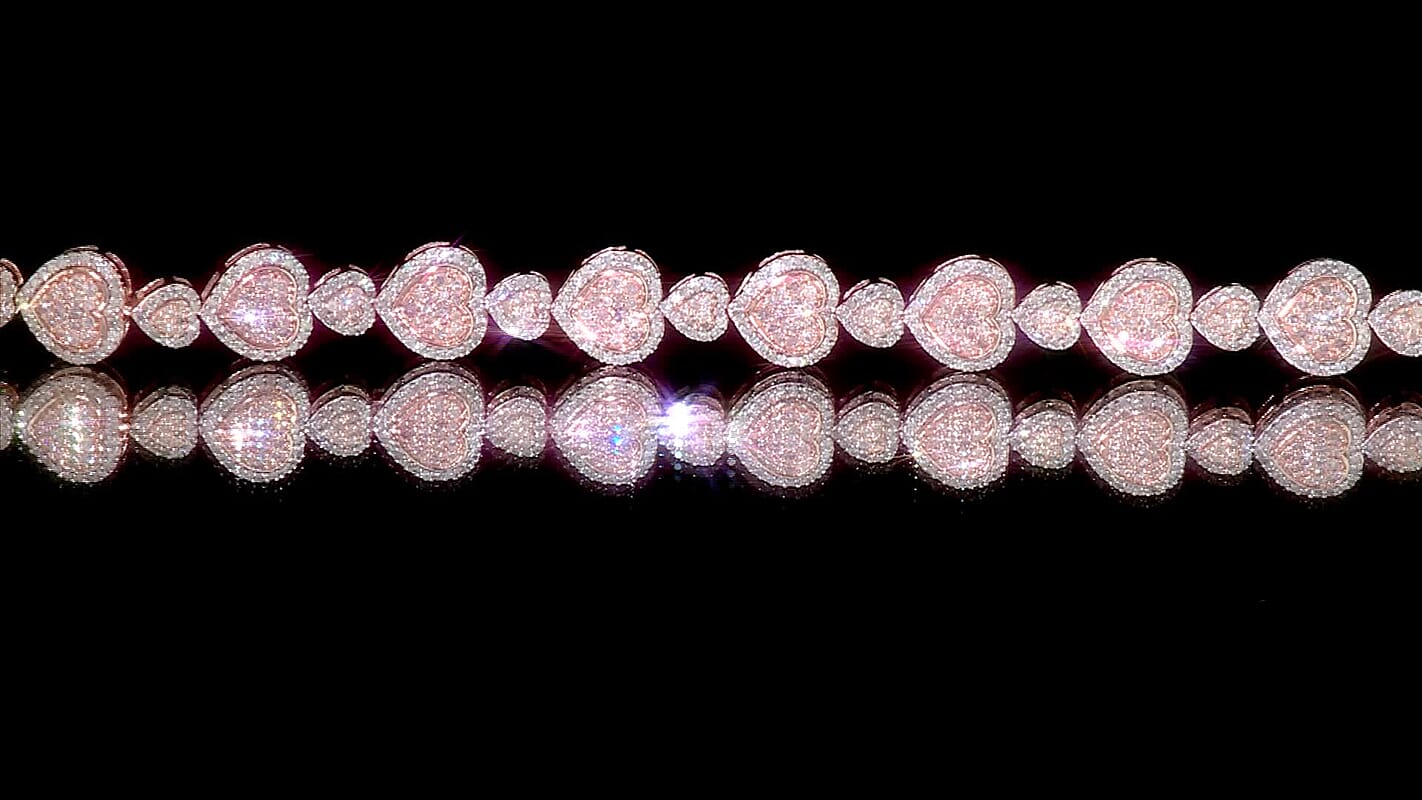 D''Joy Natural Pink and White Diamond 3.00 ctw Bracelet in 18K Vermeil Rose Gold Over Sterling Silver (7.25 In)