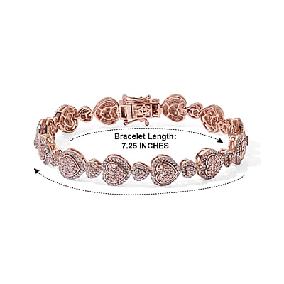 D'Joy Natural Pink and White Diamond 3.00 ctw Bracelet in 18K Vermeil Rose Gold Over Sterling Silver (7.25 In)