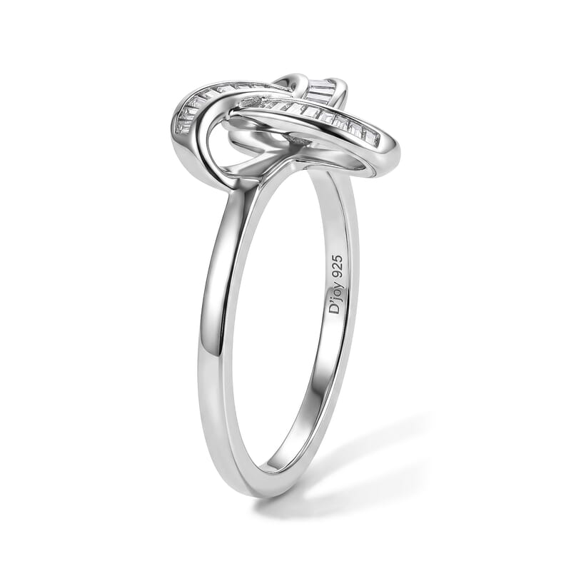 D'Joy Diamond 0.25 ctw Bond Collection Ring in Rhodium Over Sterling Silver (Size 6.0)