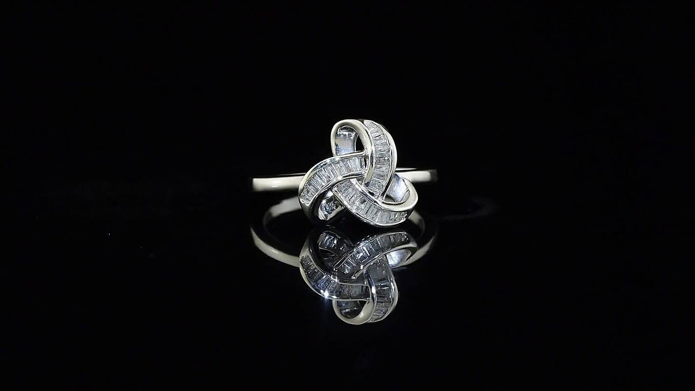 D''Joy White Diamond Ring in Rhodium Over Sterling Silver (Size 10) 0.25 tcw