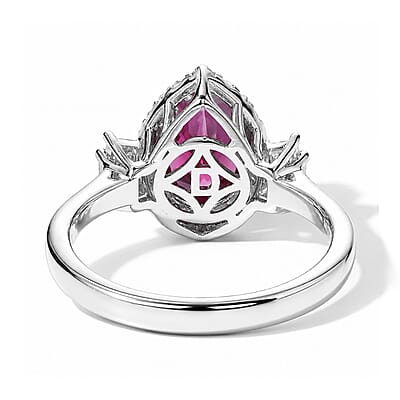 D'Joy Premium Tanzanian Raspberry Garnet and Moissanite 2.00 ctw Ring in Rhodium Over Sterling Silver (Size 6.0)