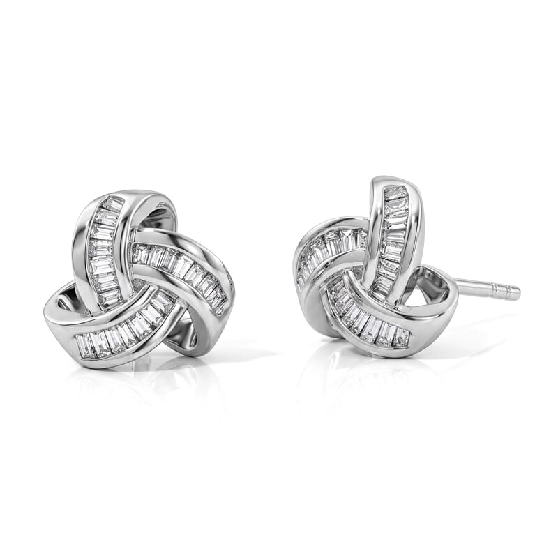D'Joy Diamond 0.25 ctw Bond Collection Stud Earrings in Rhodium Over Sterling Silver