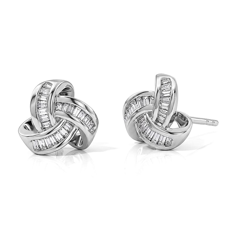 D'Joy Bond Collection Diamond 0.25 ctw Stud Earrings in Rhodium Over Sterling Silver