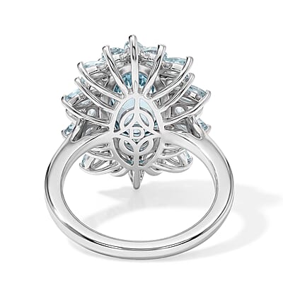 D'Joy Sonoran Turquoise and Lagoon Apatite 4.75 ctw Ring in Rhodium Over Sterling Silver (Size 10.0)
