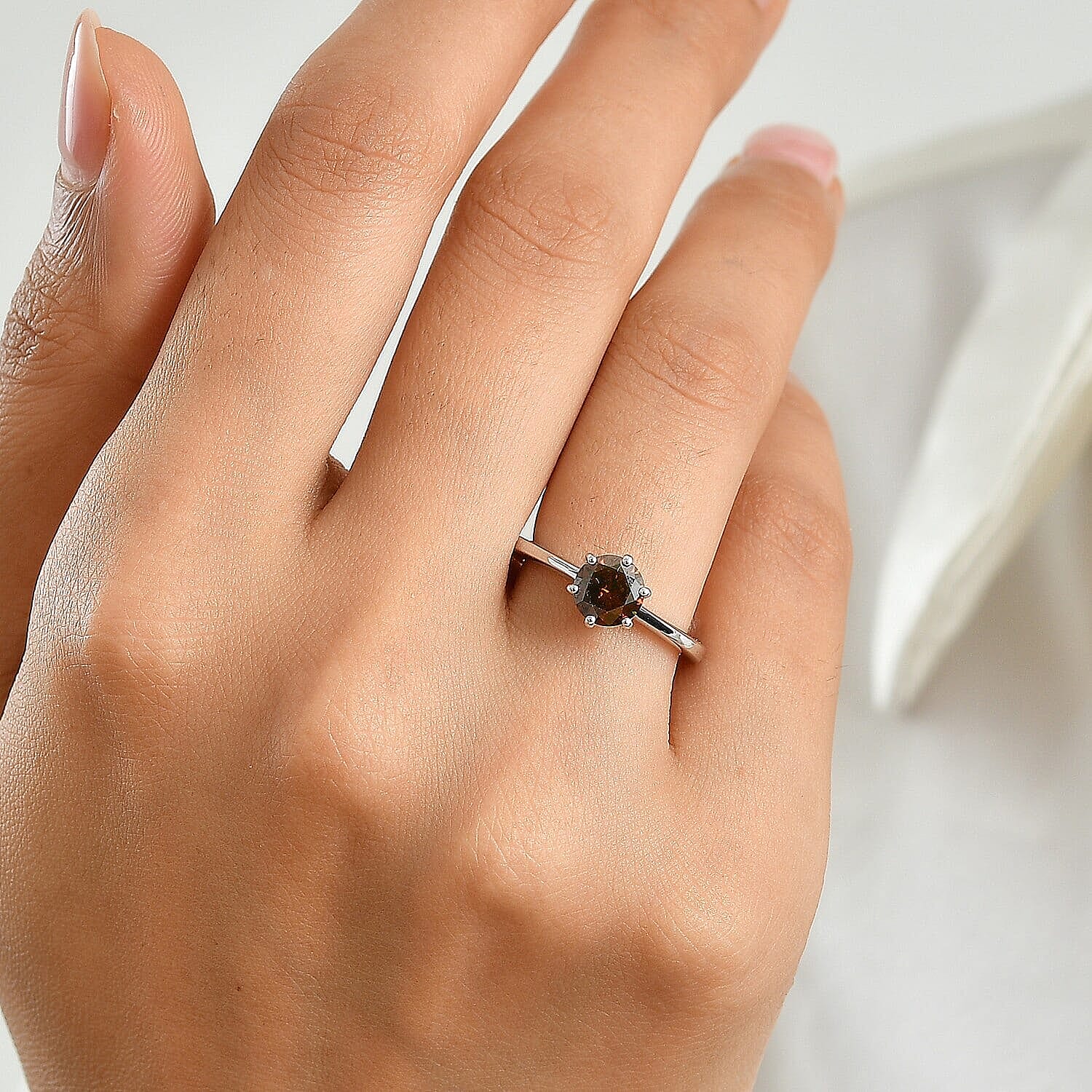Red Diamond I3 1.00 ctw Timeless Flame Ring in 10K White Gold (Size  5.0)