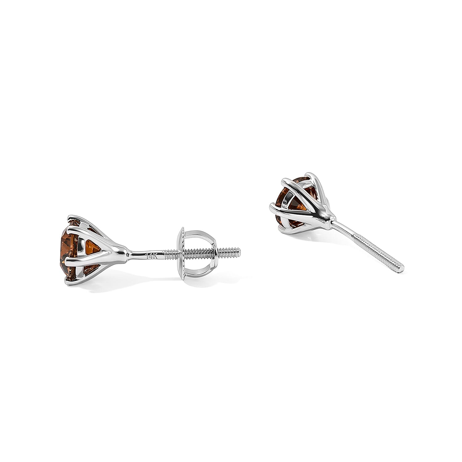 Red Diamond I3 1.00 ctw Solitaire Stud Earrings in 10K White Gold