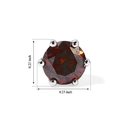 Red Diamond I3 1.00 ctw Solitaire Stud Earrings in 10K White Gold