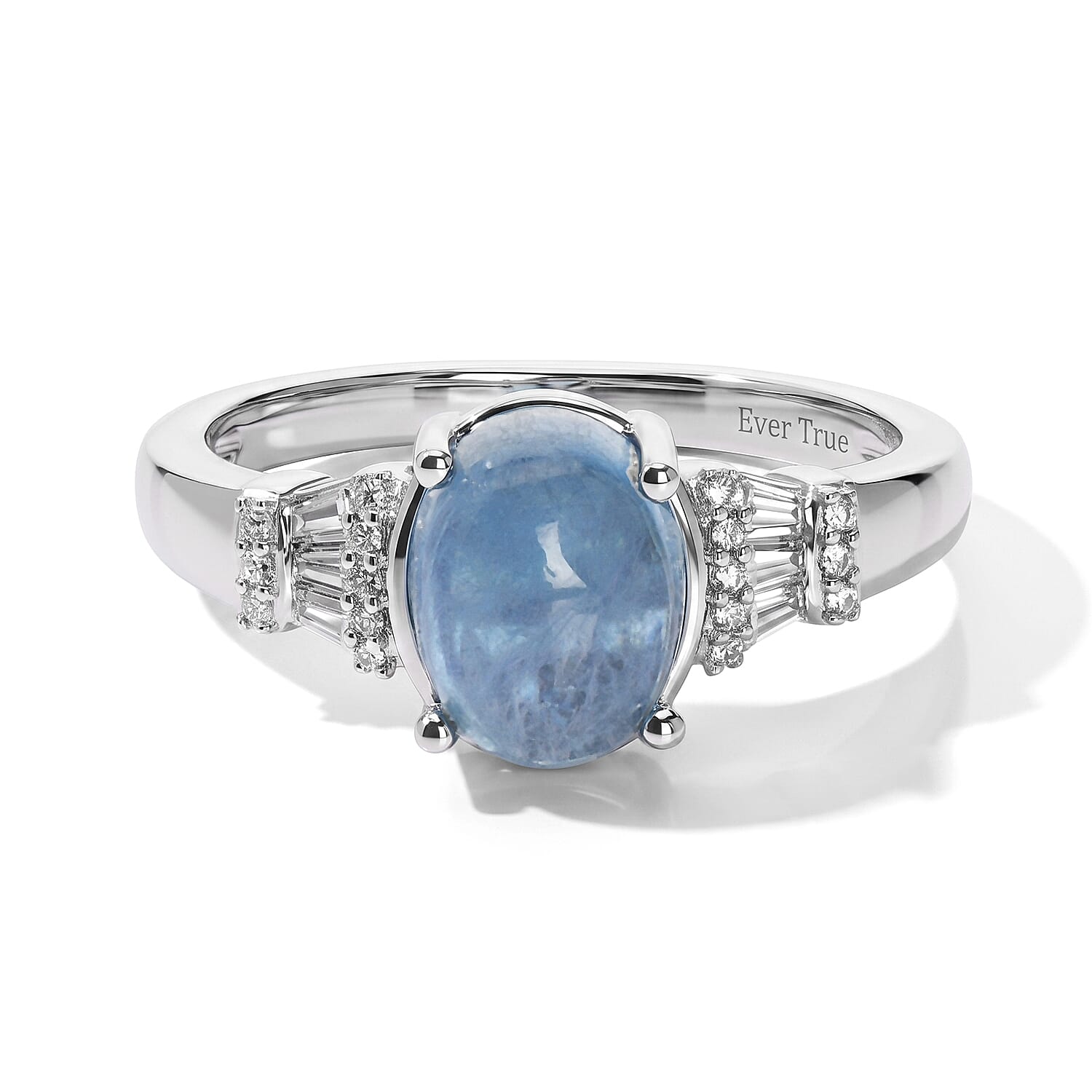 EverTrue Santa Maria Aquamarine and White Zircon 2.90 ctw Ring in Platinum Bond (Size 5.0)