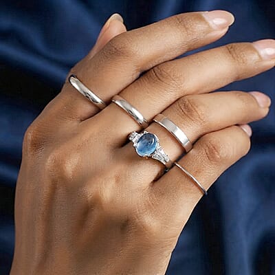 EverTrue Santa Maria Aquamarine and White Zircon 2.90 ctw Ring in Platinum Bond (Size 5.0)