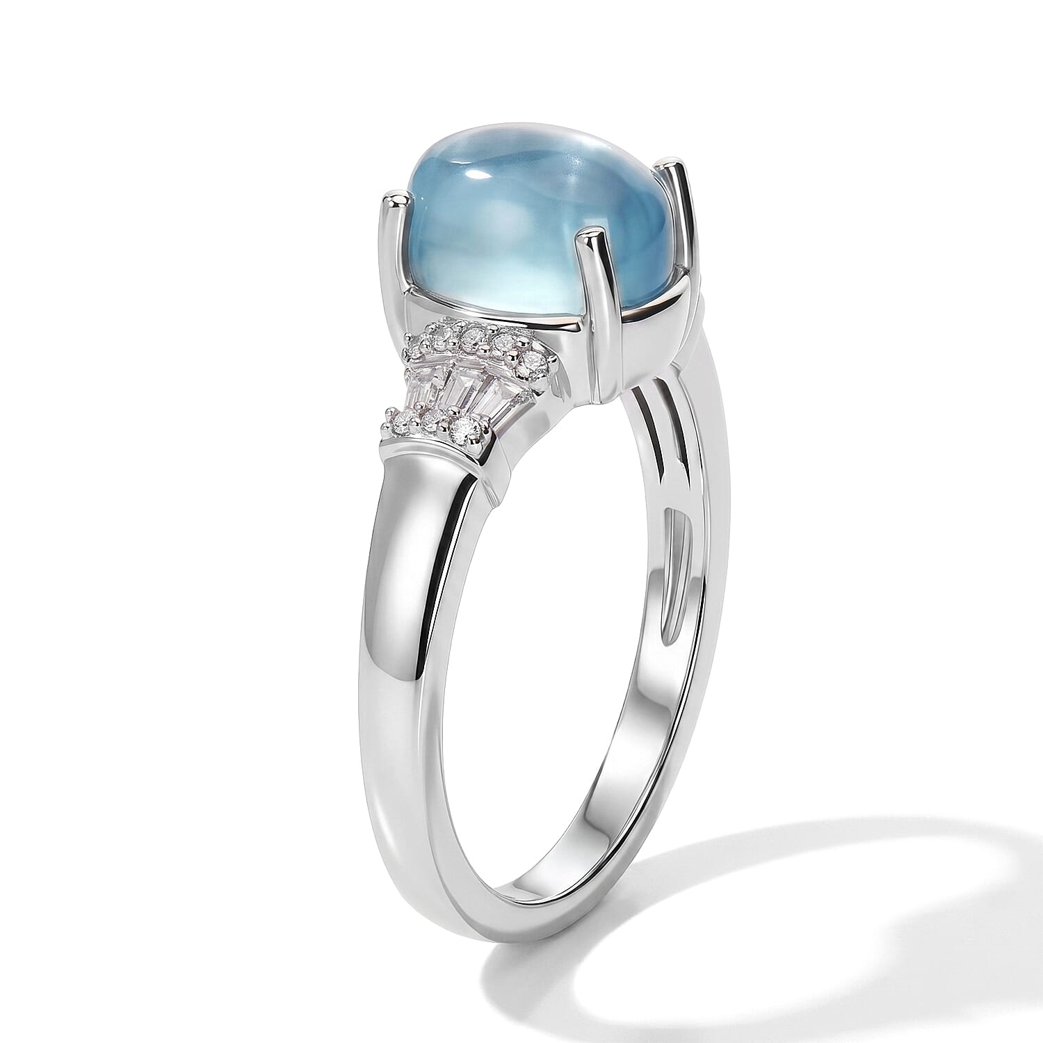EverTrue Santa Maria Aquamarine and White Zircon 2.90 ctw Ring in Platinum Bond (Size 5.0)