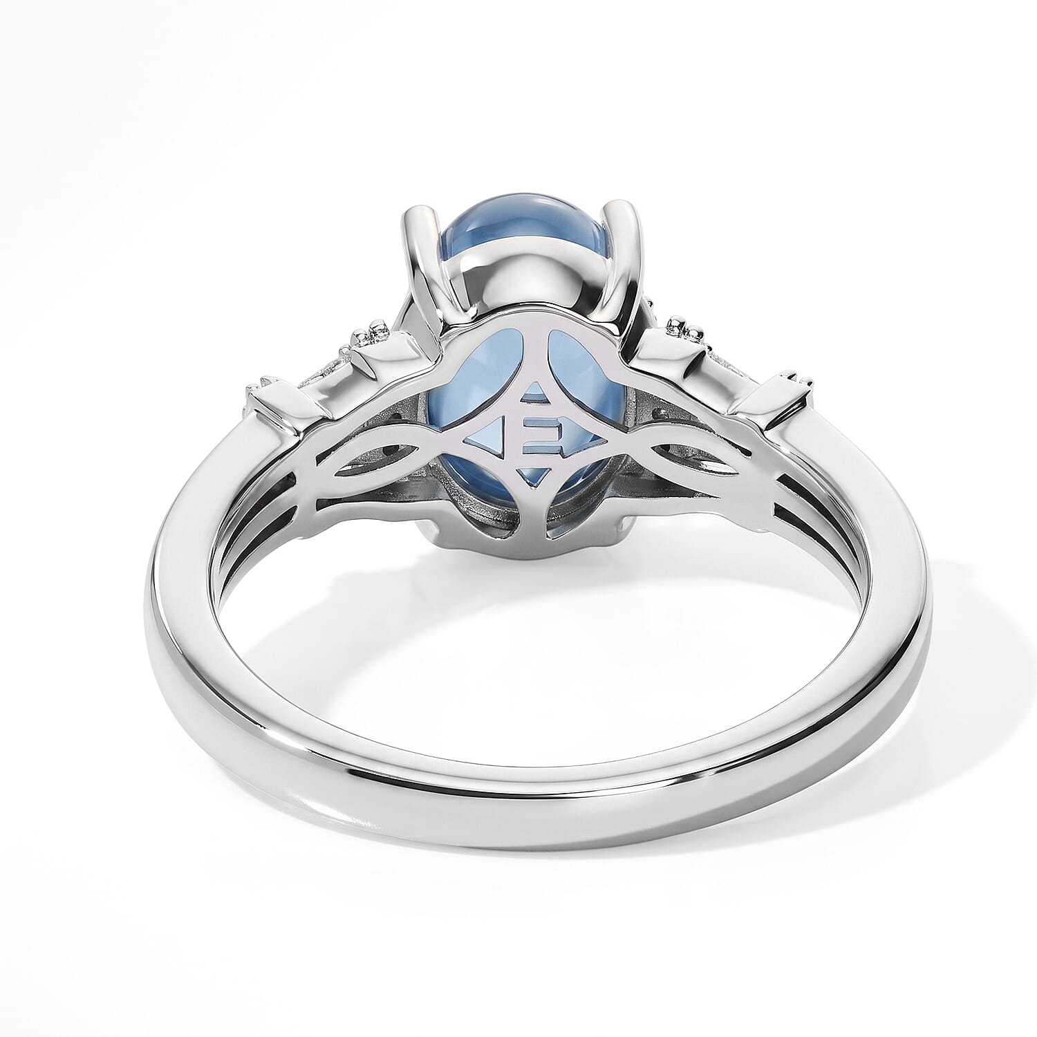 EverTrue Santa Maria Aquamarine and White Zircon 2.90 ctw Ring in Platinum Bond (Size 5.0)