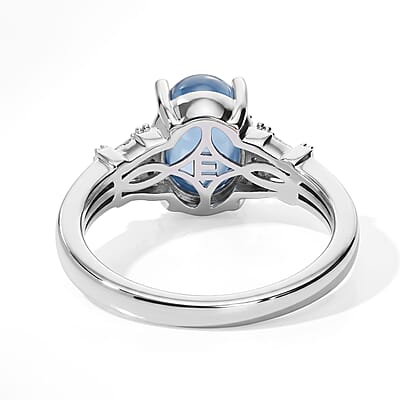 EverTrue Santa Maria Aquamarine and White Zircon 2.90 ctw Ring in Platinum Bond (Size 5.0)