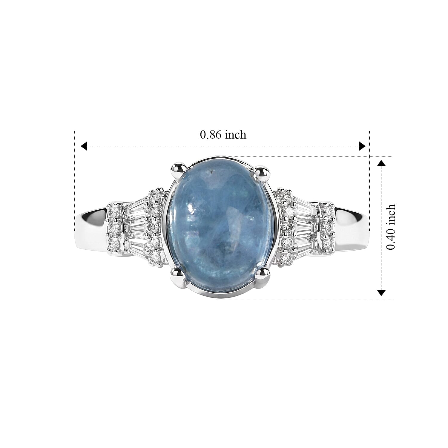 EverTrue Santa Maria Aquamarine and White Zircon 2.90 ctw Ring in Platinum Bond (Size 5.0)