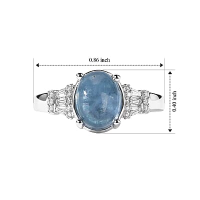 EverTrue Santa Maria Aquamarine and White Zircon 2.90 ctw Ring in Platinum Bond (Size 5.0)