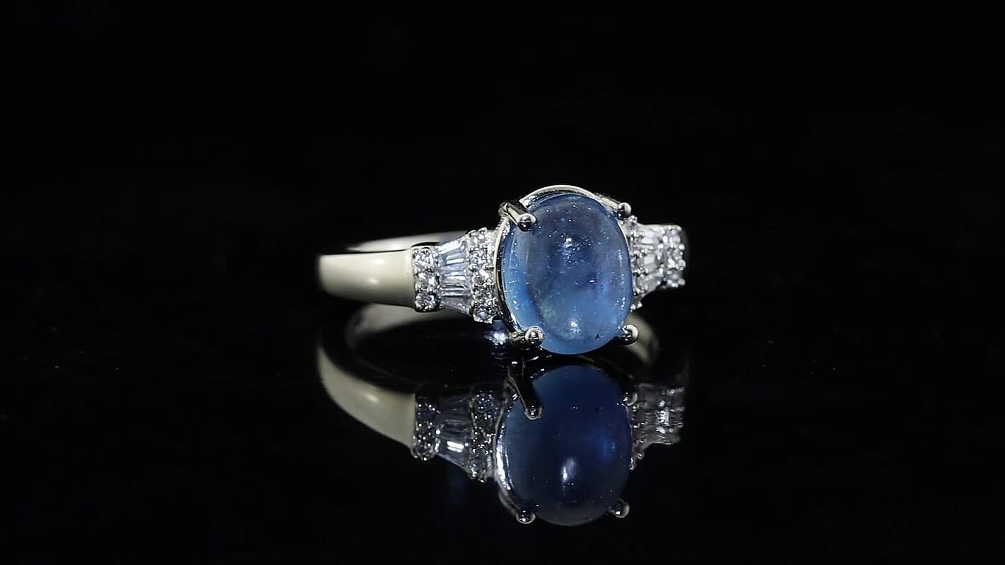 EverTrue Santa Maria Aquamarine  White Zircon Ring in Platinum Bond (Size 10.0) 2.90 ctw